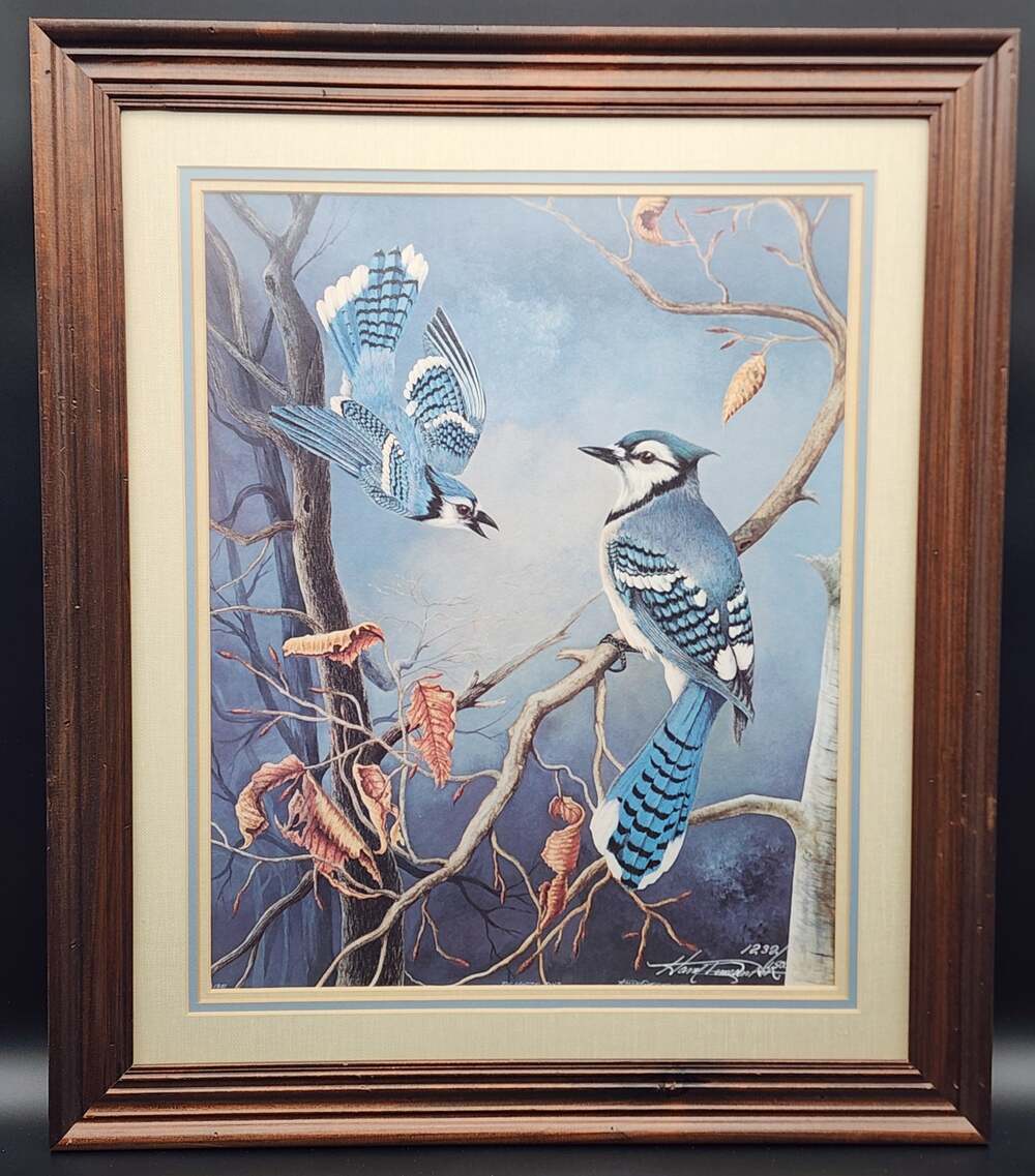 Vintage Winter Jays Harry Duncan Signed #1232/1500 Framed Triple Mat Lithograph